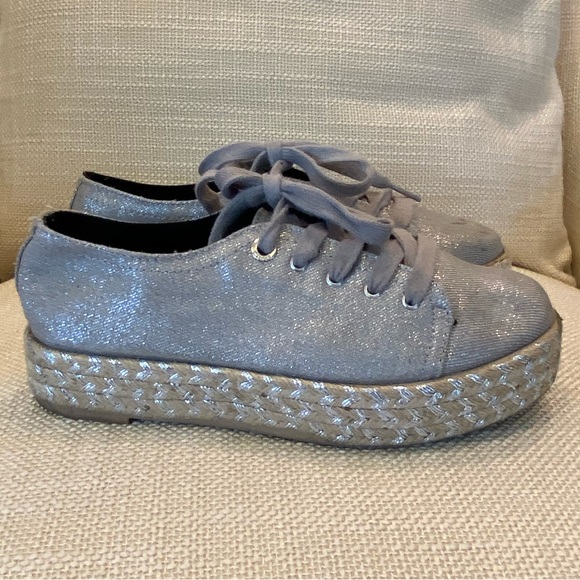 Circus by Sam Edelman Womens Silver Tie Platform w Hemp & Silver Platform / 7M - Picture 7 of 13